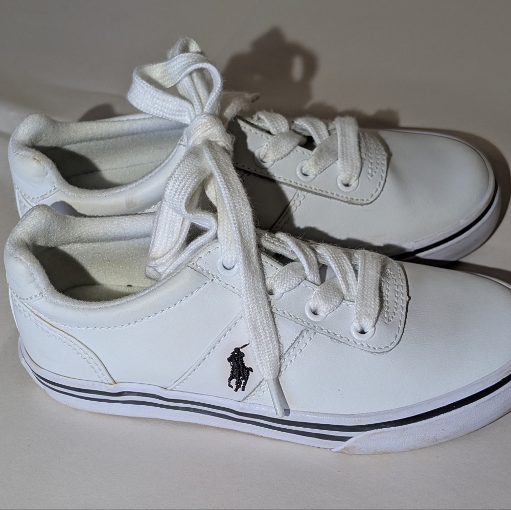 Polo Ralph Lauren Hanford White Leather Tennis Shoes Size Kids 12